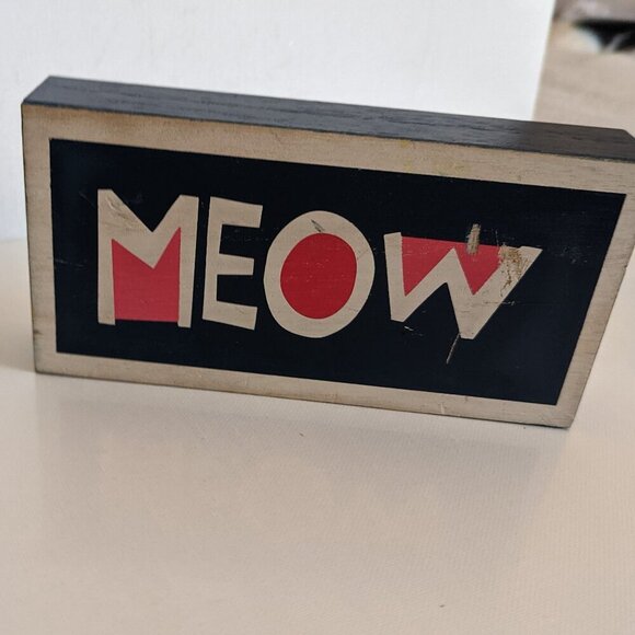NWT Pink 'MEOW' Wood Box Sign Home Table Decor Michael's Pets Cat Kitten Lover - Picture 2 of 6